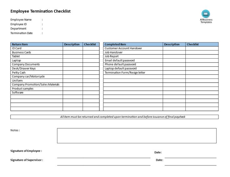 Employee Termination Checklist - Download this Employee Termination Checklist to professionalize your HR process regarding termination of employees in the company.