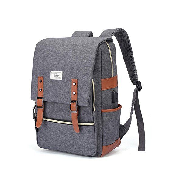 Travel Laptop Backpack Rucksack for Womens Mens,Modoker Vintage College School Backpack with USB Charging Port,Multipurpose Daypack Computer Bag Fits 15.6 inch