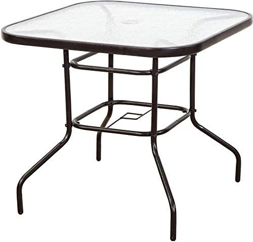 Enjoy Exclusive For Furniture Outdoor Patio Table Tempered Glass 32 Dining Tables Umbrella Hole Perfect Garden Deck Lawn Square Dark C In 2020 Stainless Steel 32 Patio Dining Tables Umbrella Hole, Outdoor Patio Dining Table With Umbrella Hole