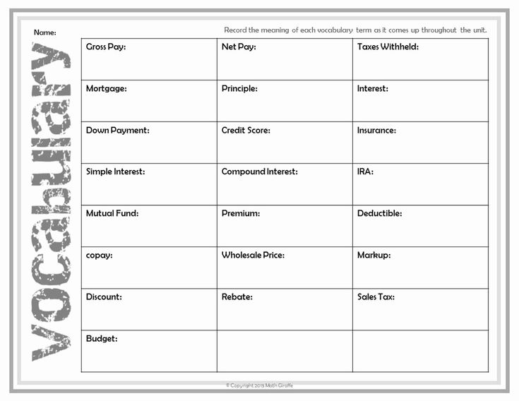 Money Management Worksheets for Students | Financial literacy