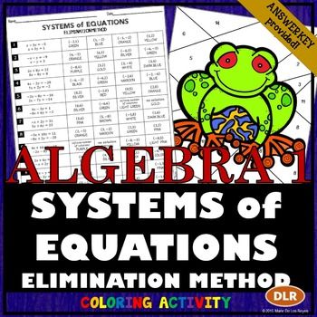 Solving Systems Of Equations Elimination Method Activity Systems Of Solving Systems Of Equations Elimination Method Activity Systems Of