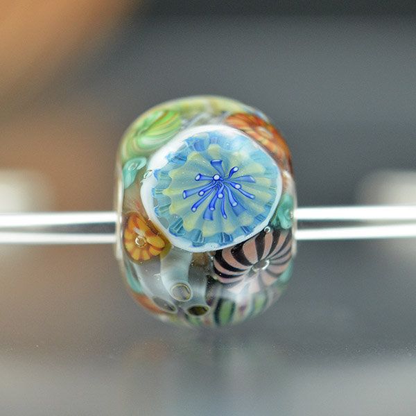 Large Lampwork Flowery Focal Bead