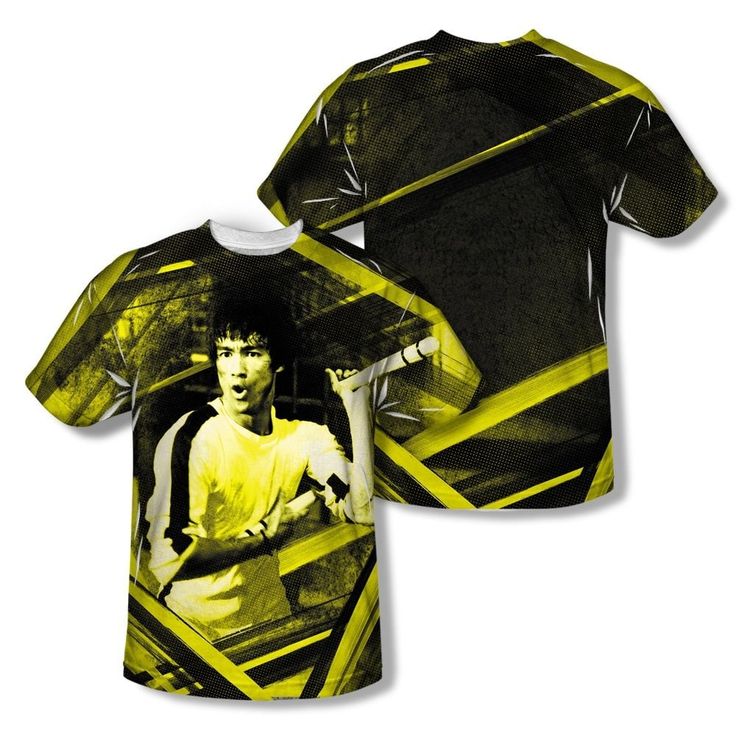 Bruce Lee Yellow Suit Pose Licensed Adult T Shirt
