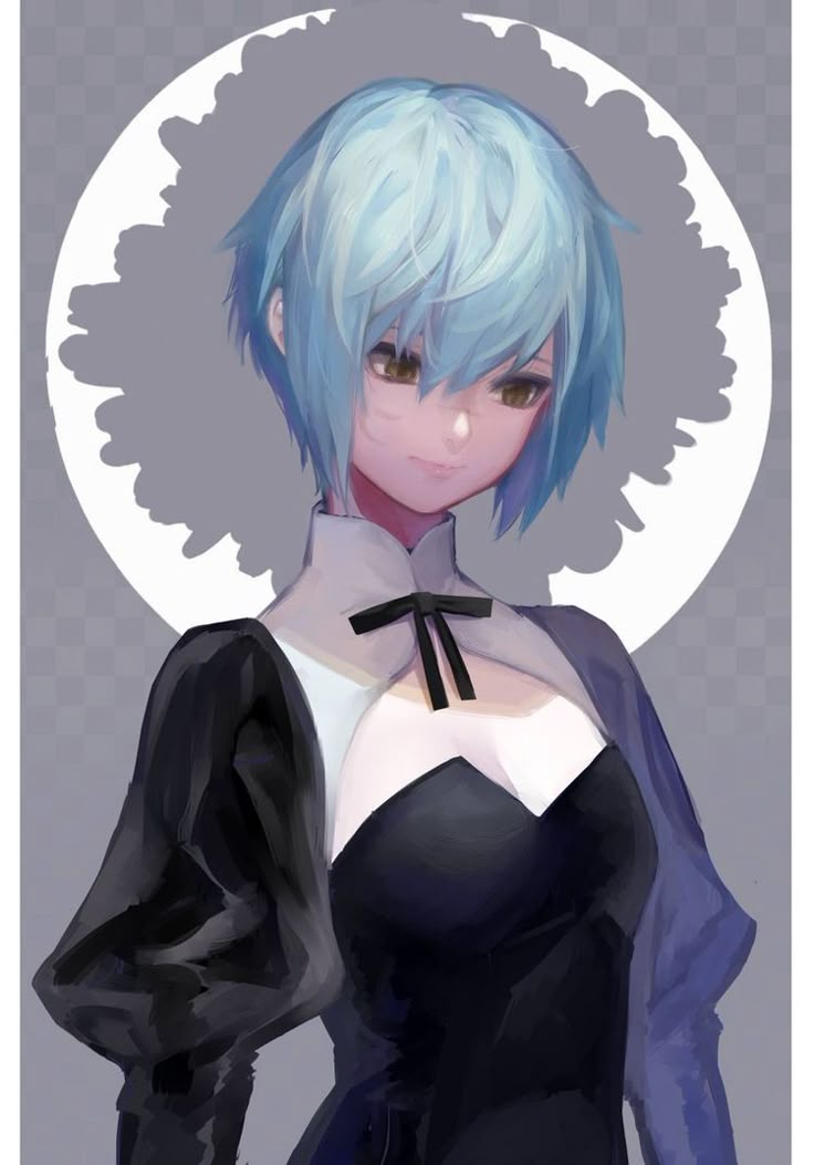 Blue haired anime girl characters