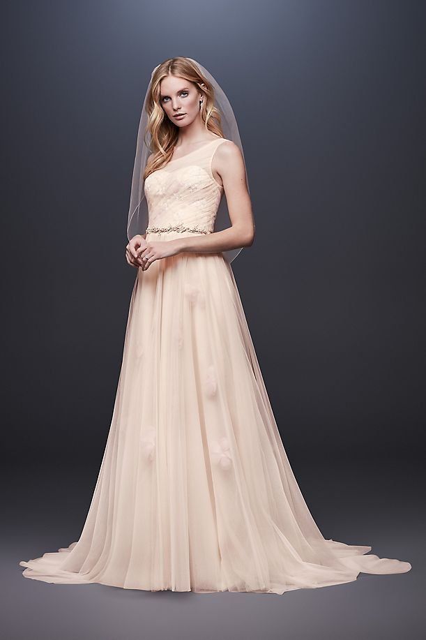 David's Bridal One Shoulder Wedding Dress