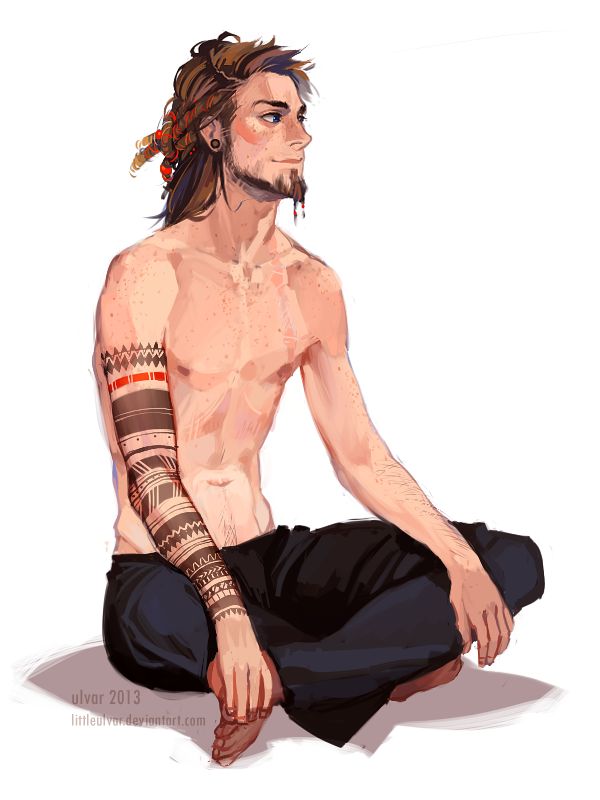 Male character illustration/artwork by the artist littleulvar @deviantart. Nice pose! (Henri Selas)