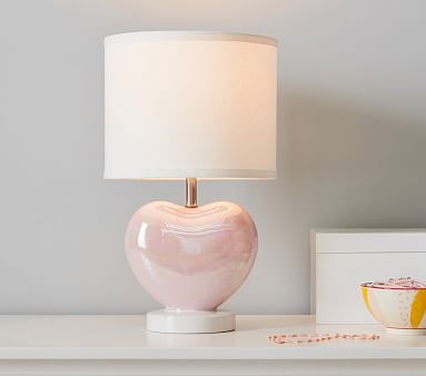 Iridescent Heart Table Lamp Lamps For Bedroom Kids Pink Heart Table Lamp Lamps, Pink Table Lamps For Bedroom