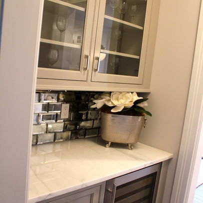 Mirror subway tile backsplash