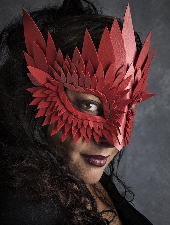 Red Venetian Leather Mask Masquerade Halloween Cosplay Costume Mardi Gras Unisex