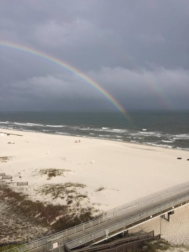 Rainbow after the storm today at Orange Beach... photo from Grace