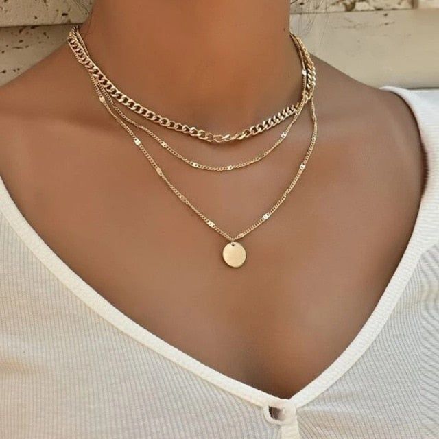 Metal Color: Gold Colou Davitu Round Chain Pendant Multilayer Necklace New Retro Bohemian Multilayer Gold Star Metal Necklace Metal Color: Gold Colou Davitu Round Chain Pendant Multilayer Necklace New Retro Bohemian Multilayer Gold Star Metal Necklace