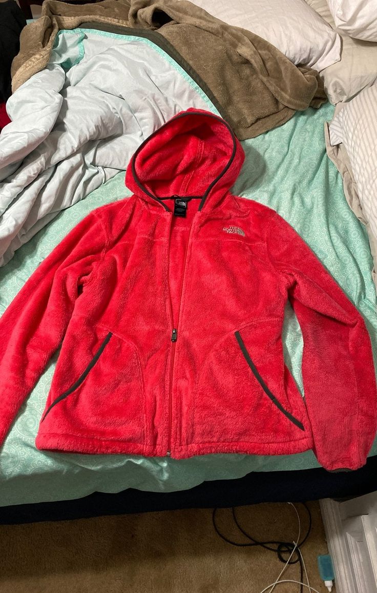 Pink zip up north face jacket. With hood. Very very soft inside and out. | North face jacket
