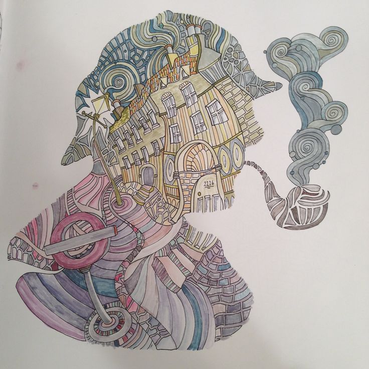 Sherlock Homes From The Magical City Colouring Book By Lizzie Mary Cullen Coloured Janet Wilson Using DoCrafts Dual Tip Watercolour Felt Tips