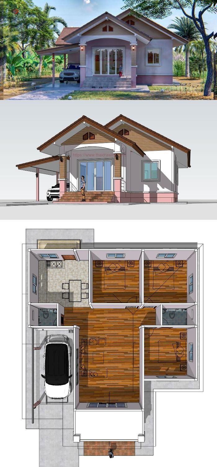 Small House Design Plans 7x7 With 2 Bedrooms House Plans 3d Small House Design Small House Design Plans House Plans