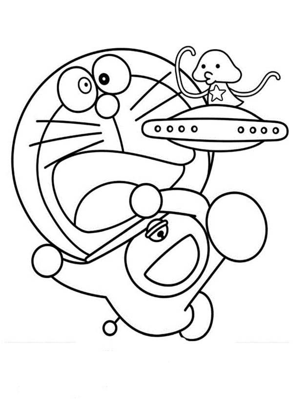Download Doraemon with Cute Alien Coloring Pages - NetArt