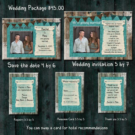 Teal Burlap Wedding, Invitation Package, save the date, invitation, information,...