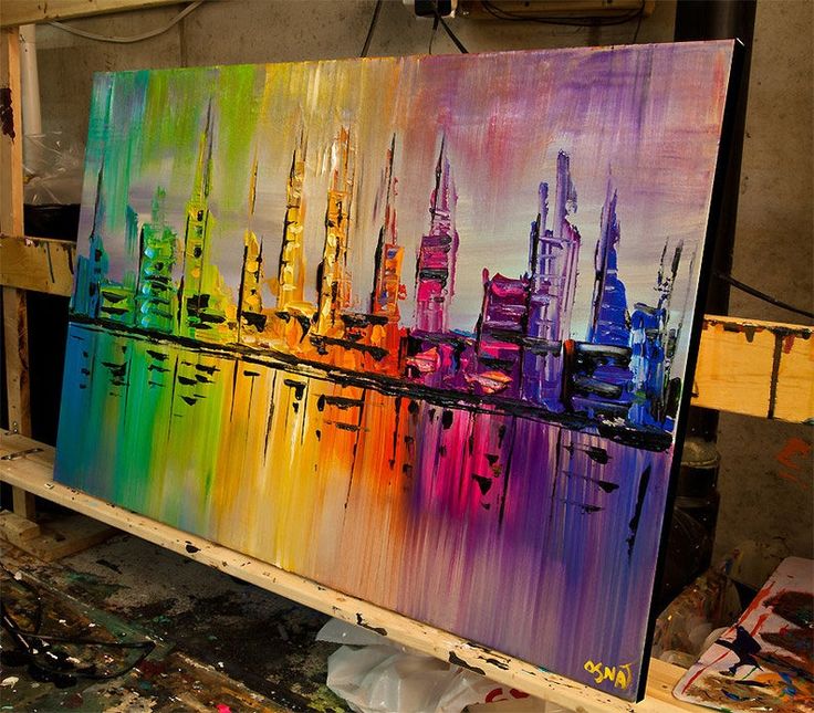 Cityscape Painting Original Abstract Acrylic Painting on