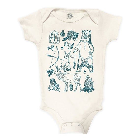Romper baby Boy new baby Baby Gift baby girl Owl Organic Cotton Bodysuit: Onseie nature baby shower Forest Woods unisex