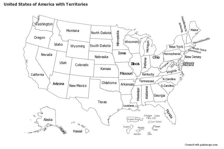 Sample Maps for United States of America with Territories (black-white ...