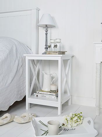 henley white bedside table. a perfect bedside table for a white