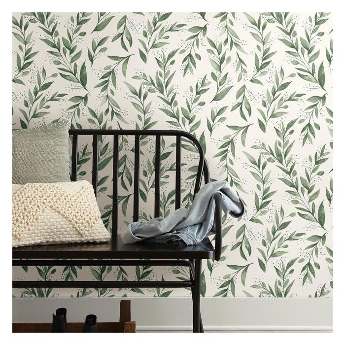 Olive Branch Premium Peel And Stick Wallpaper In 2020 Magnolia Homes Stripped Wallpaper Home Wallpaper