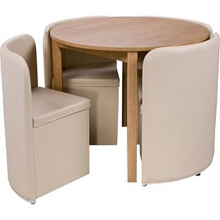 Buy Hygena Wooden Space Saver Table and 4 Cream Chairs at 