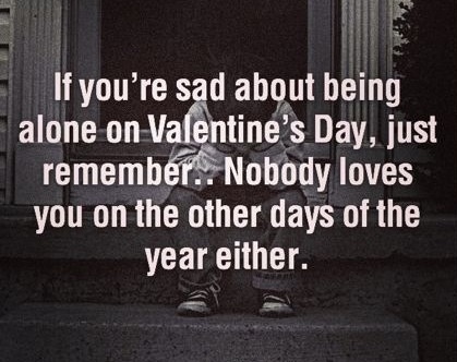 nobody loves you on valentine s day nobody loves you any other day funny sarcasm funny valentines day quotes funny quotes valentine s day quotes
