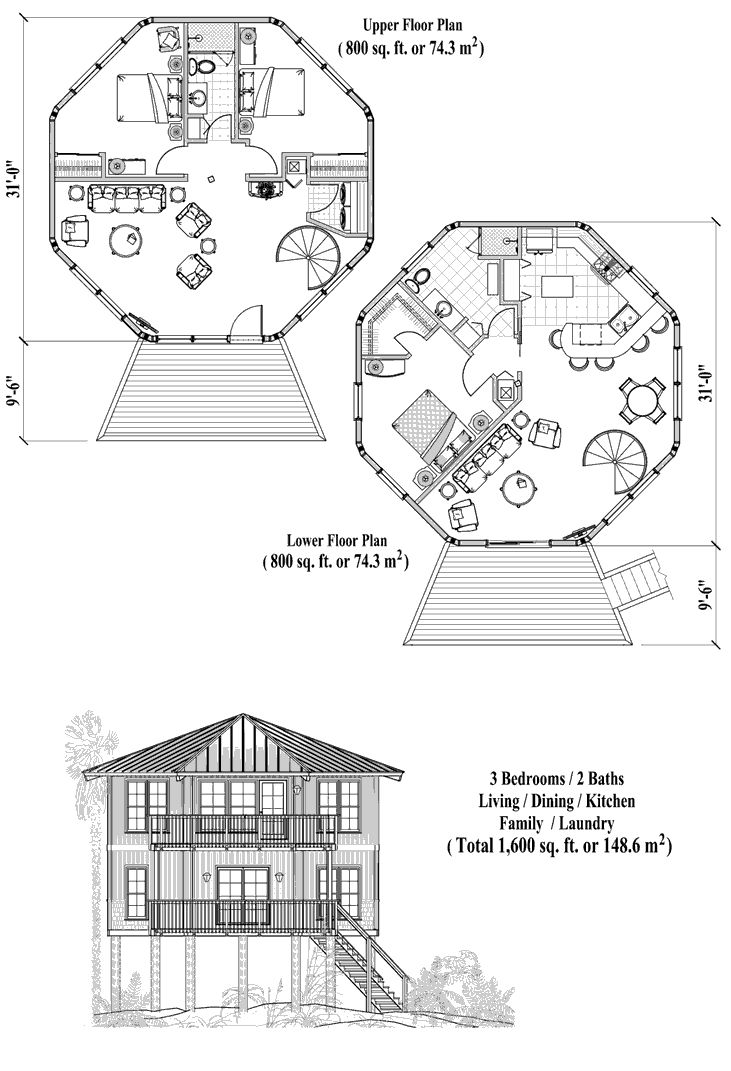 Online House Plan 1600 sq. ft., 3 Bedrooms, 2 Baths, Two
