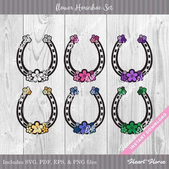 Download Art Collectibles Clip Art Good Luck Design Flower Horseshoe Set Svg Wedding Graphic Decorative Horseshoes