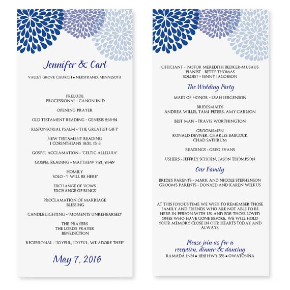 wedding programs microsoft word
