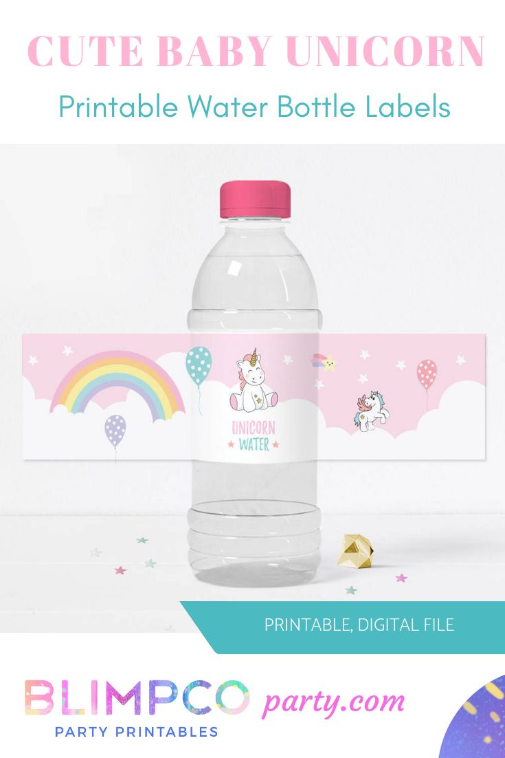 unicorn bottle labels template unicorn water printables etsy party