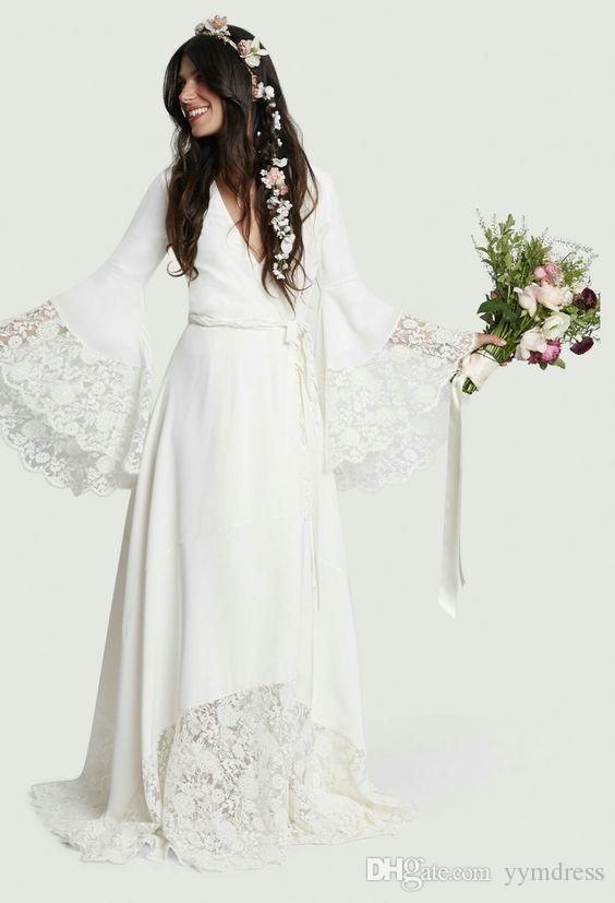 Beach Wedding Dresses 2018 Chic Boho Bohemian Long Bell Sleeve Lace Flower Brida… Beach Wedding Dresses 2018 Chic Boho Bohemian Long Bell Sleeve Lace Flower Brida…