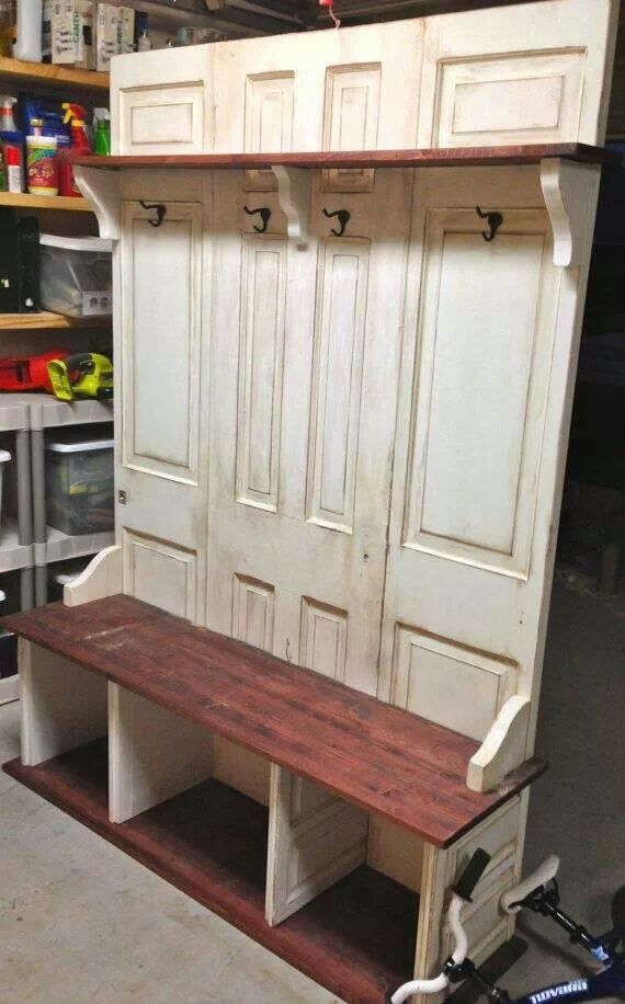 Coat Rack Bench From Old Doors Coat Rack Bench From Old Doors