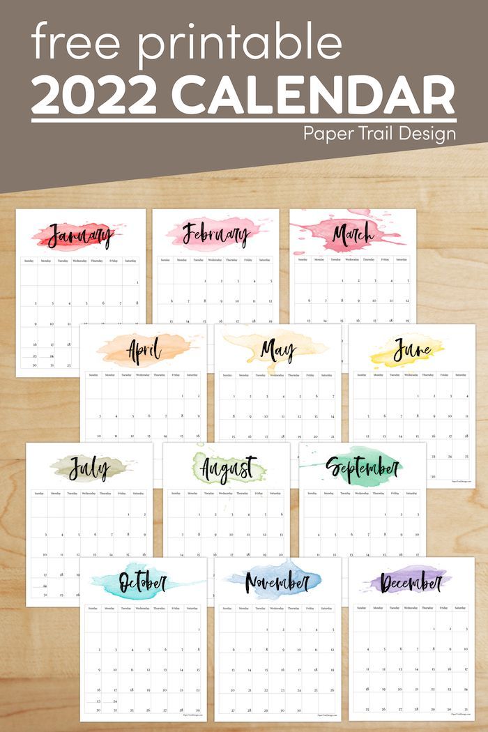 2022 Printable Calendar Watercolor Paper Trail Design in 2021 2022 Printable Calendar Watercolor Paper Trail Design in 2021