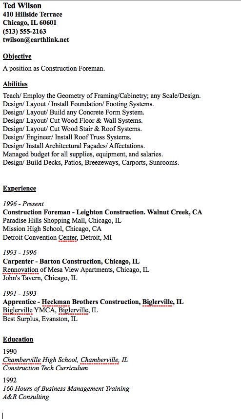 Sample Of Construction Foreman Resume - http://resumesdesign.com/sample-of-construction-foreman-resume/