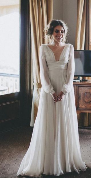 Vintage Empire Waist Cuffed Long Sleeve Wedding Dress Do I Vintage Empire Waist Cuffed Long Sleeve Wedding Dress Paolo Sebastian
