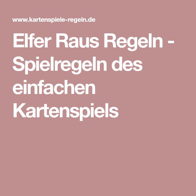 Elfer Raus Spielregeln Elfer Raus Spielregeln