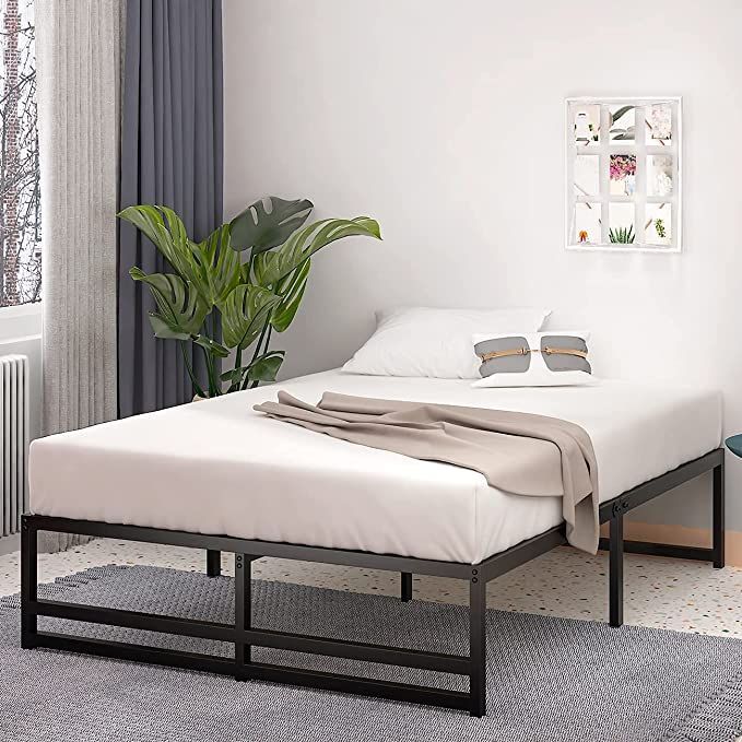Einfach King Size Metal Platform Bed Frame With 14 34 Under Storage Strong Wooden Slats S Metal Platform Bed Frame, King Size Metal Bed Frame No Box Spring