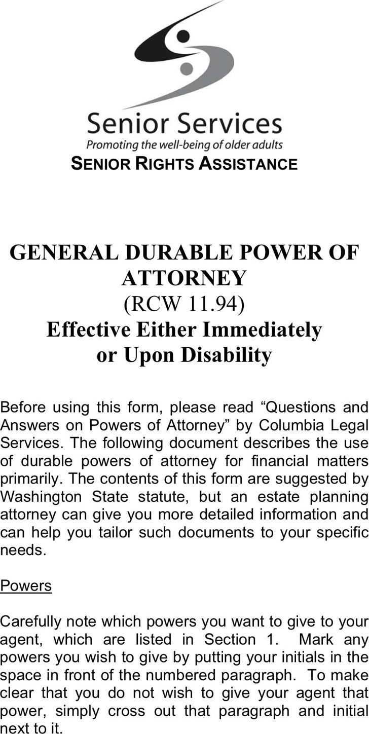 15 best power of attorney images on pinterest power of attorney durable power of attorney form washington state free