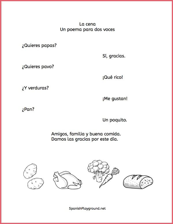 Spanish Thanksgiving Poems To Act Out Se Habla Espanol