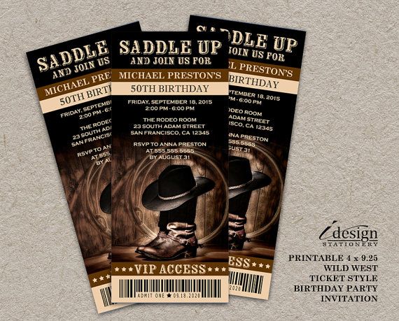 Country & Western / Wild West 50th Birthday Party Ticket ...