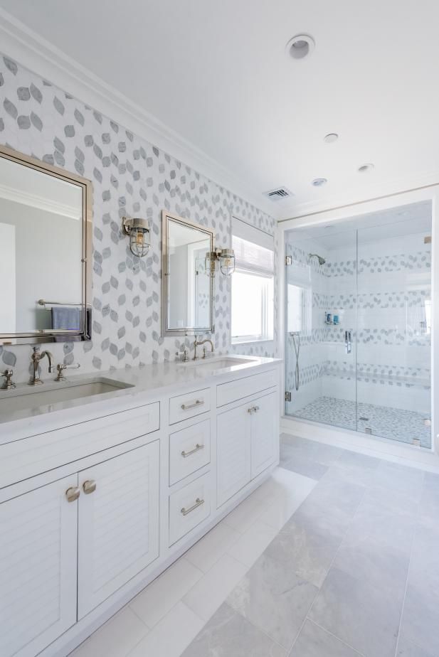 loves this modern, coastal master bathroom. Bathroom tile