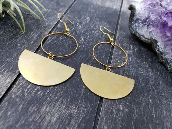 Brass Earrings Dangle Earrings Geometric Brass Dangle Earrings