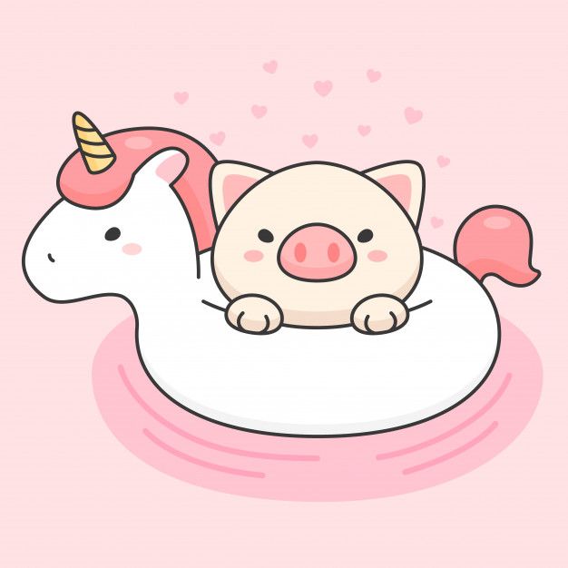Character Of Cute Pig In A Strawberry Doughnut Cute Doodles Cute Pigs Cute Drawings