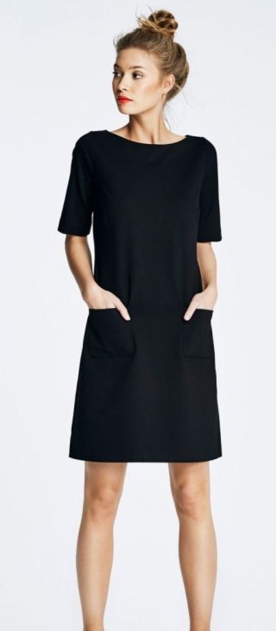 Simple Black Dress And Two Pockets Ideas