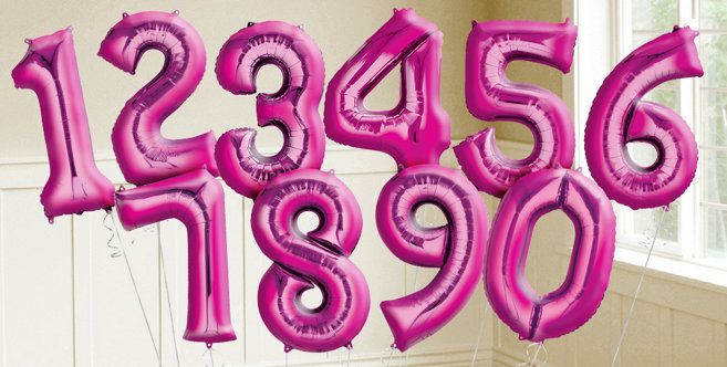 Bright Pink Number Balloons