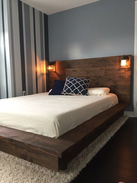 Attractive Platform Bed Headboard Ideas Part - 4: Floating Wood Platform Bed Frame With Lighted Headboard-Quilmes