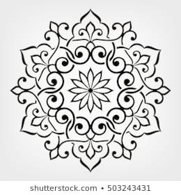 Circular abstract floral pattern. Mandala. Round vector ornament with stylized i...