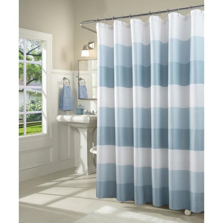 Dainty Home 0 1 In Polyester Light Blue Stripedd Shower Curtain Com Fabric Curtains Gray Fabric Shower Curtains, Shower Curtains Gray And Blue