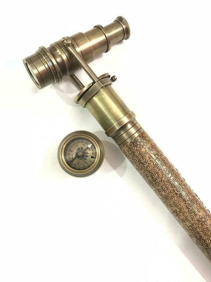 Brass Telescope Head Handle Vintage Wooden Leather Cane Walking Stick Gift Brass Telescope Head Handle Vintage Wooden Leather Cane Walking Stick Gift
